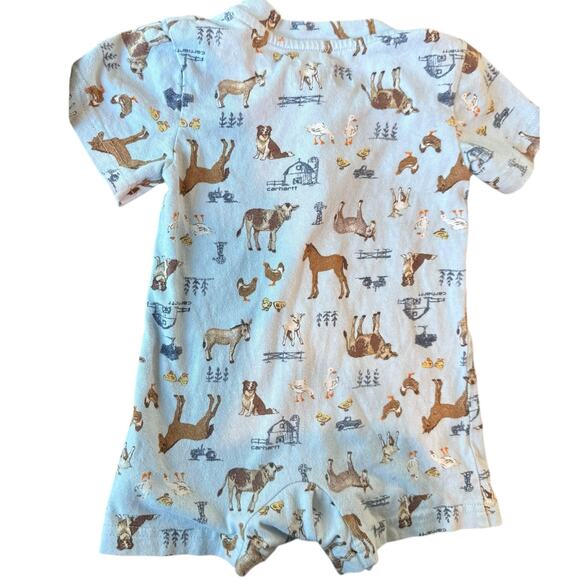 Carhartt Baby 9M Romper Bundle Tractor Farm Animal Print Short Sleeve Bodysuits - Picture 6 of 12
